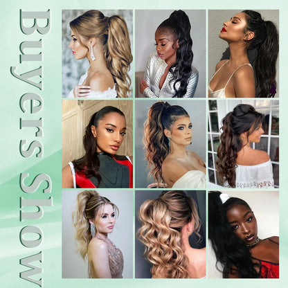 Ponytail Extension Synthetic Claw Clip in Hairpiece Curly Wavy.