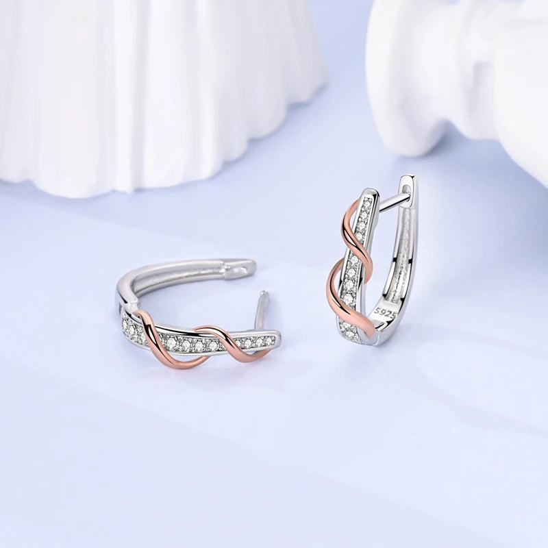 925 Silver Jewelry Rose Gold Double Color Zircon