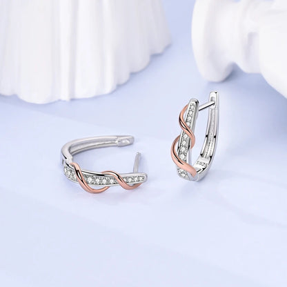 925 Silver Jewelry Rose Gold Double Color Zircon