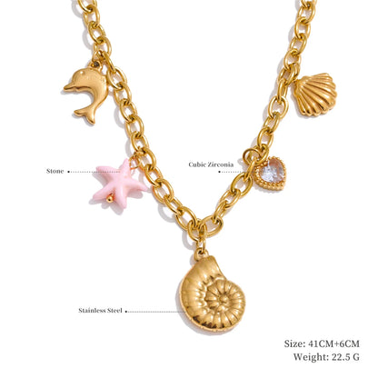 Ocean Charm Pendant Handmade Jewelry Golden Waterproof