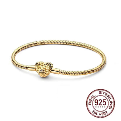 925 fine heart-shaped snake bone bracelet for women