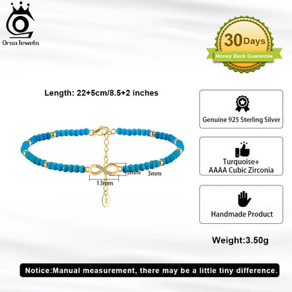 925 Sterling Silver Infinity Anklet for Women