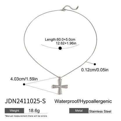 Zirconia Cross Pendant Stainless Steel Luxury Necklace