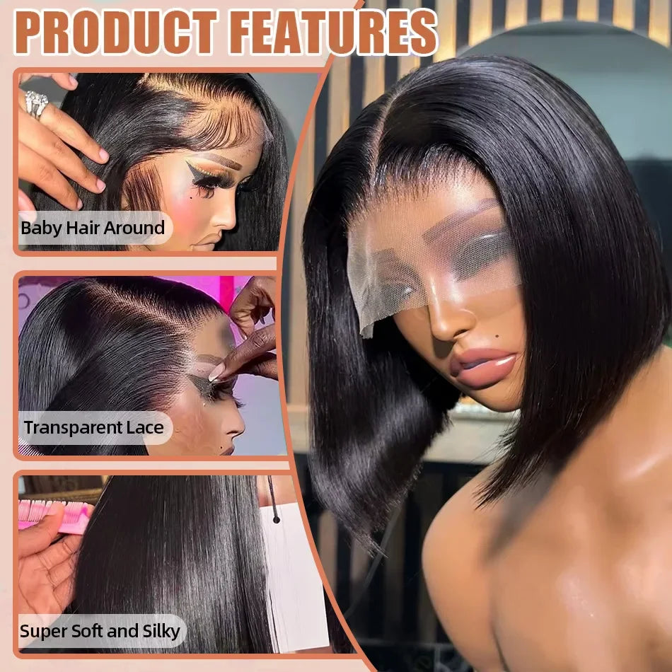 LUISA - Straight Short Bob Wig 100 Human Hair