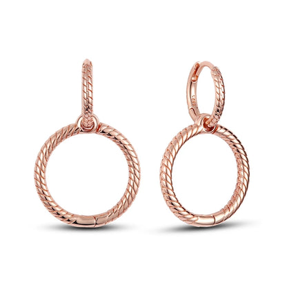 925 Sterling Silver Geometric Rose Gold Series Drop Earrings for Woman