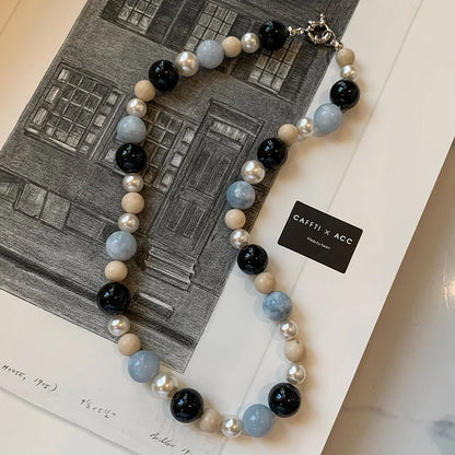 Retro Natural Stone Necklace Womens