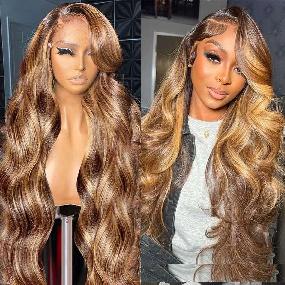 ESMERALDA - Highlight Wig 100% Human Hair Honey Blonde Lace