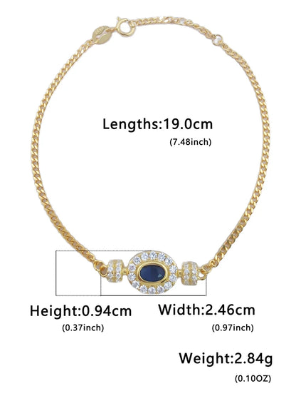 Women Bracelet Blue / Red Zirconia Elegant Vintage - 925 Sterling Silver