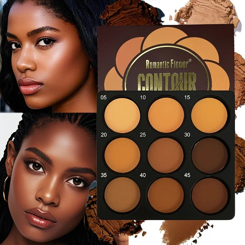 Dark Bronze Foundation Palette, Contouring, Concealer, Makeup Setting.