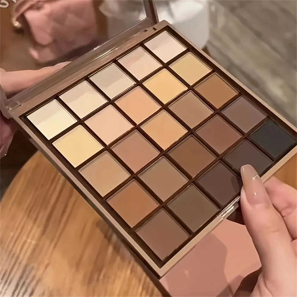 25 Color Eyeshadow Palette - Neutral Gray and Brown Earthy Tone,