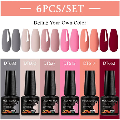 6Pcs/Set Gel Nail Polish for Nails Nude Brown Semi Permanent Nail Supplies