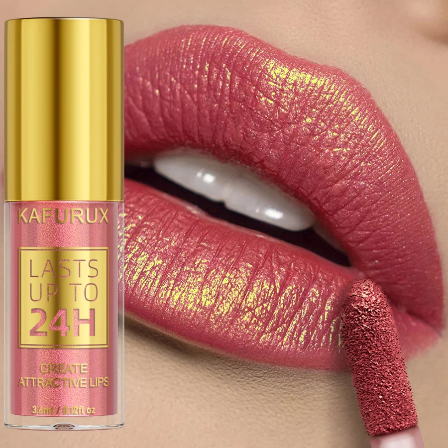 Metallic Lip Glaze Shiny Long Lasting Lip Gloss Waterproof Makeup Lip Oil