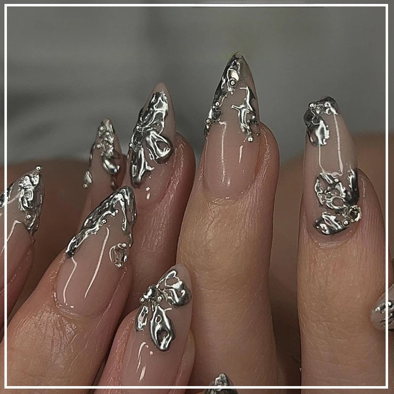Cat Eye French Sheer Manicure Tip Art  3D Acrylic Nails