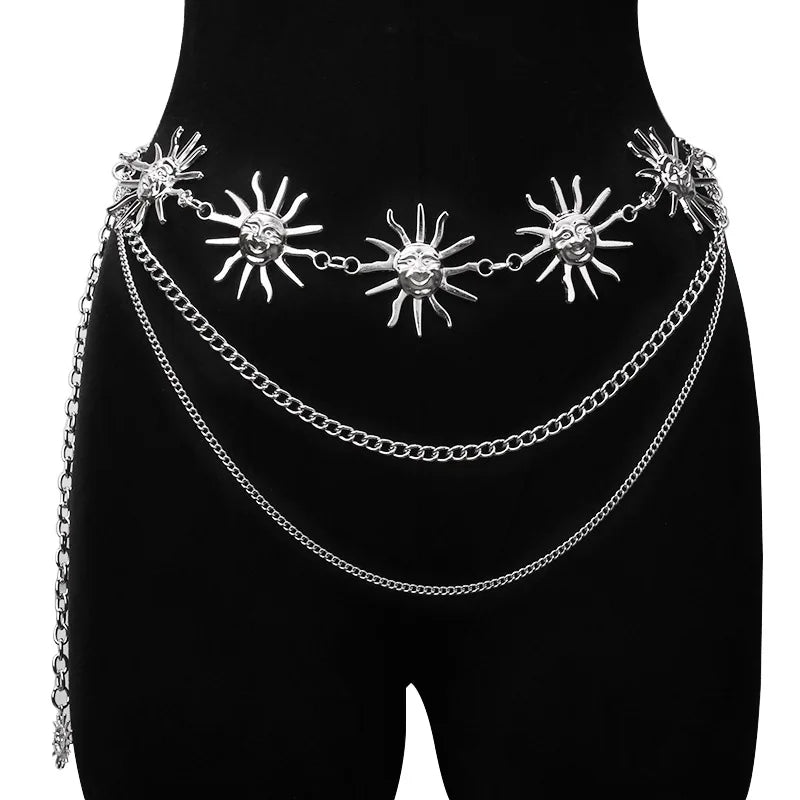 Moon Sun Waist Chain Metal Waist Belts for Women