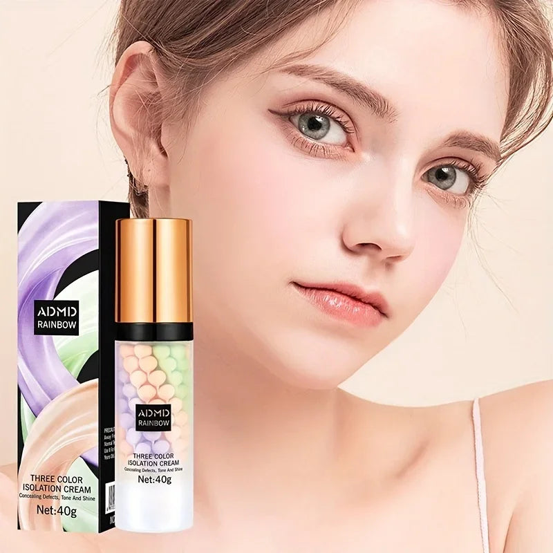 Face Makeup Primer Tri-color Cream Brighten Contour Color