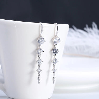 Pure 925 Sterling Silver Earrings Women Long Trendy New Jewelry
