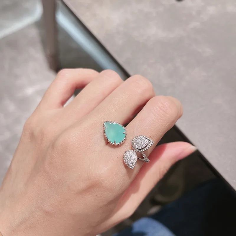 Gemstone Water Drop Ring for Women&