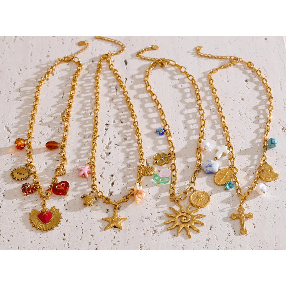 Ocean Charm Pendant Handmade Jewelry Golden Waterproof