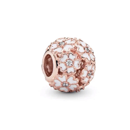 Hot Sale Rose Gold Charm Beads Fit Original 925 Silver Bracelet Women Jewelry