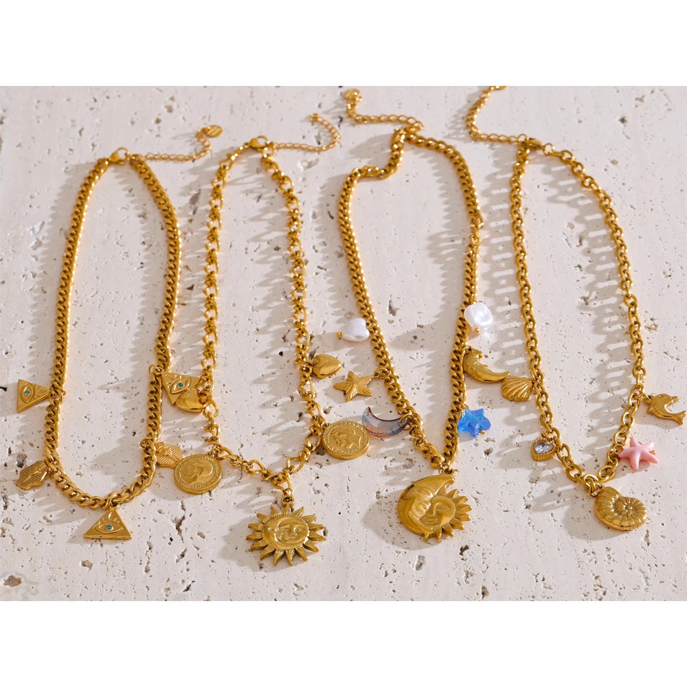 Ocean Charm Pendant Handmade Jewelry Golden Waterproof