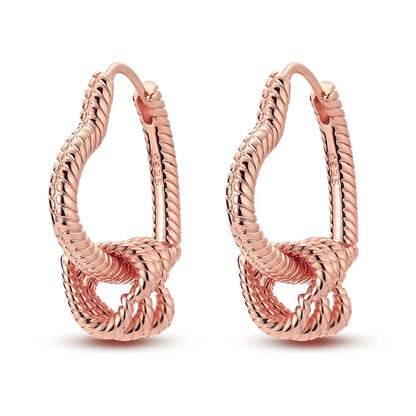 925 Sterling Silver Geometric Rose Gold Series Drop Earrings for Woman