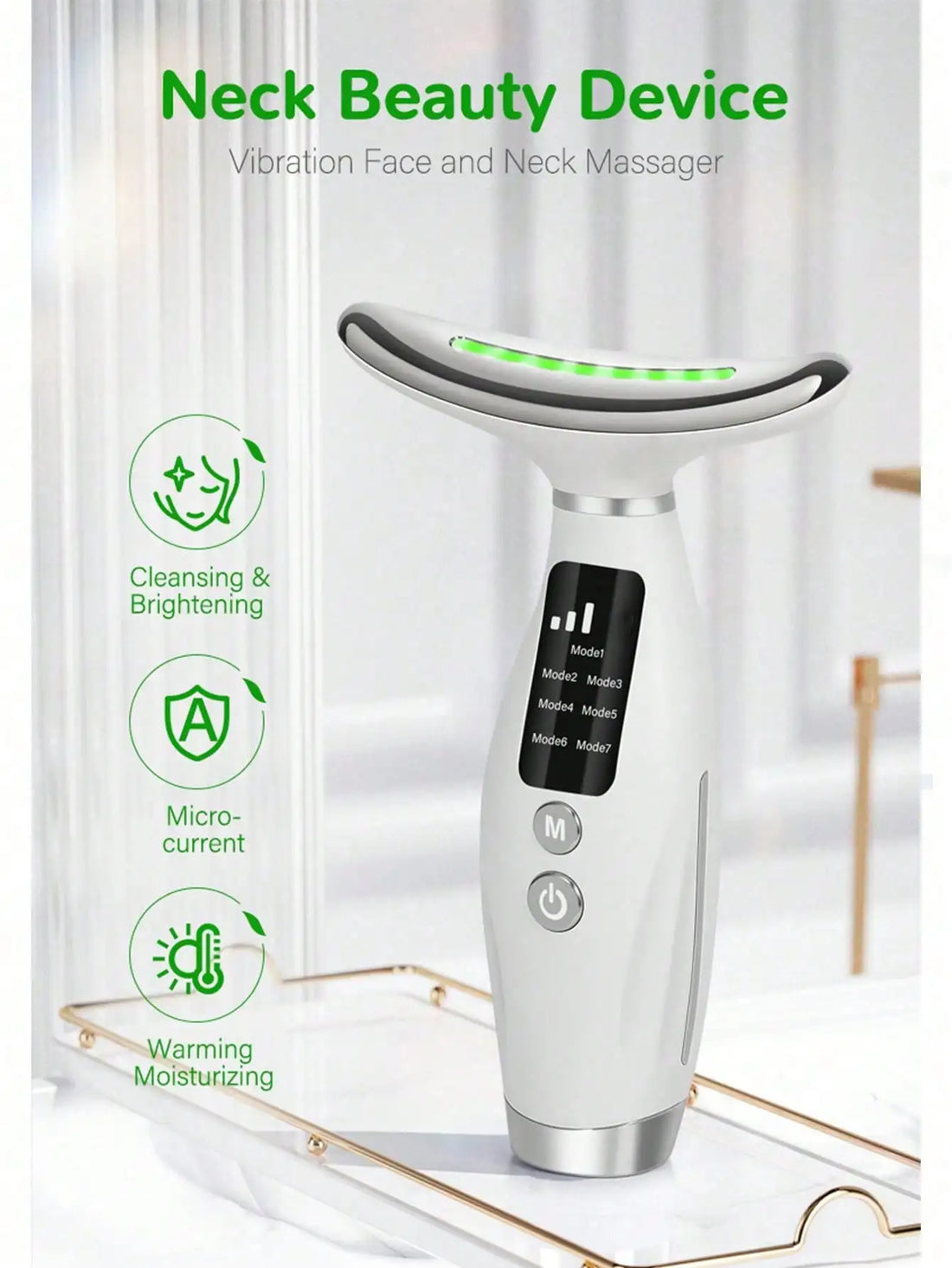 Face And Neck Beauty Instrument  With Curved Hand Grip