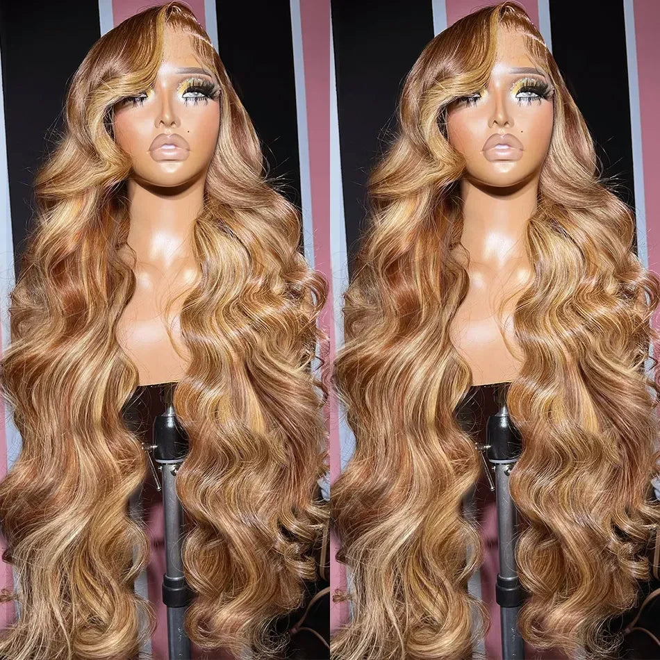 Highlight Wig 100% Human Hair Ombre Brown Lace Frontal Wig Brazilian