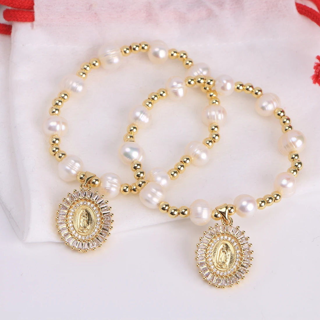 Virgin Mary Bracelets for Women Freshwater Pearl Bracelet