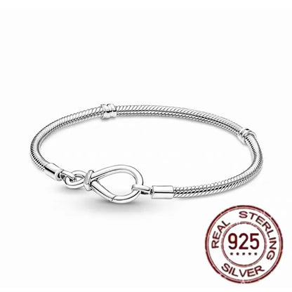 925 fine heart-shaped snake bone bracelet for women
