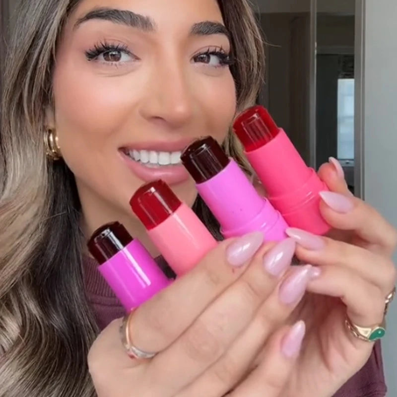 Jelly Lipstick, Moisturized Blusher Rouge Cream Shimmer Powder Blusher