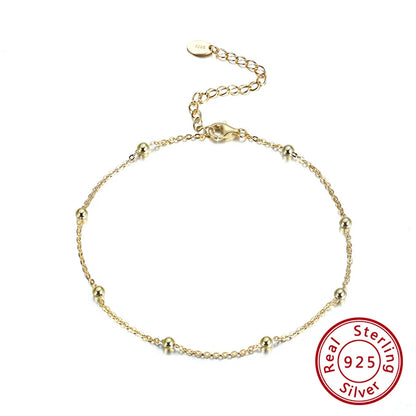 Sparkle Mirror Chain Anklets for Women 925 sterling steel