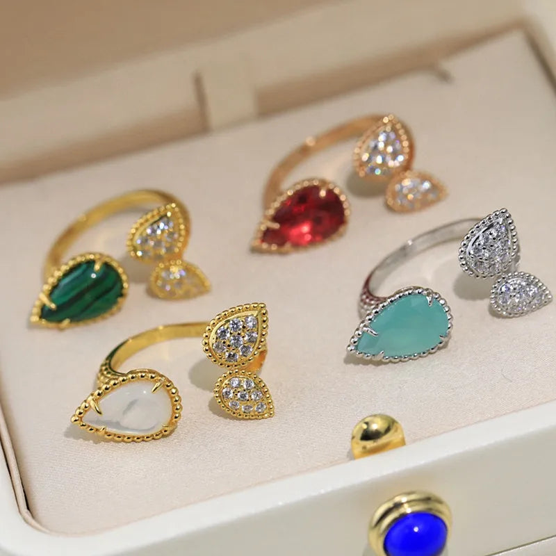 Gemstone Water Drop Ring for Women&
