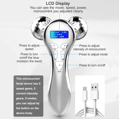 Face Microcurrent Vibration Facial V Lifting Massage Devices 4D