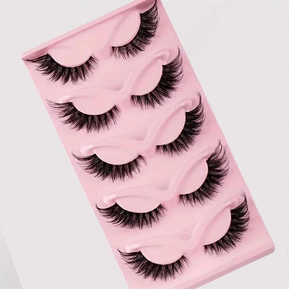 5 Pairs Eyelashes - Natural Long, Cat Eye Style