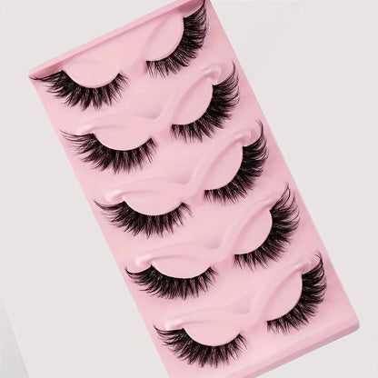5 Pairs Eyelashes - Natural Long, Cat Eye Style