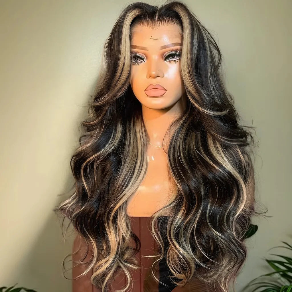 SAONA - Body Wave Wig Human Ombre Blonde Highlight Brazilian Hair