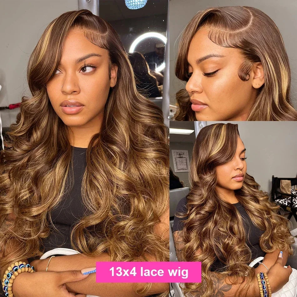 ESMERALDA - Highlight Wig 100% Human Hair Honey Blonde Lace