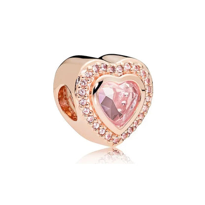 Hot Sale Rose Gold Charm Beads Fit Original 925 Silver Bracelet Women Jewelry