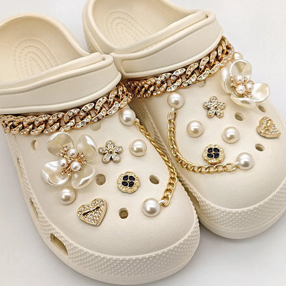 Floral Pearl Shoe Charms for Crocs / Shoes Decorations Set / Women Elegant Accessories