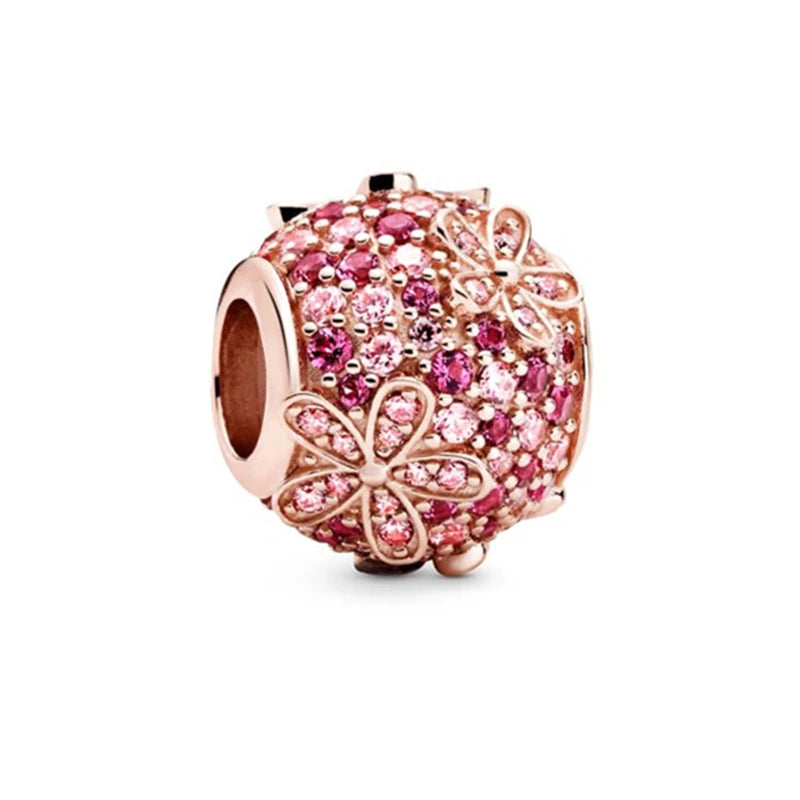 Hot Sale Rose Gold Charm Beads Fit Original 925 Silver Bracelet Women Jewelry