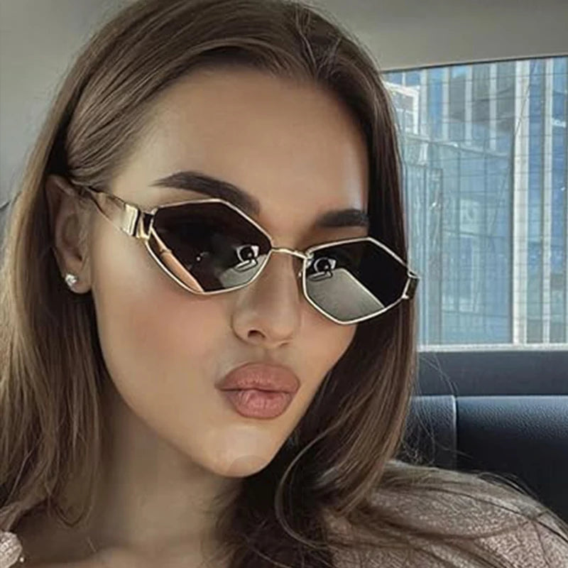 Polygonal Sunglasses for Women Small Frame