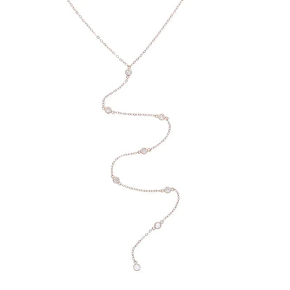 925 Sterling Silver Rose Gold Sexy Long Y Necklace for Women