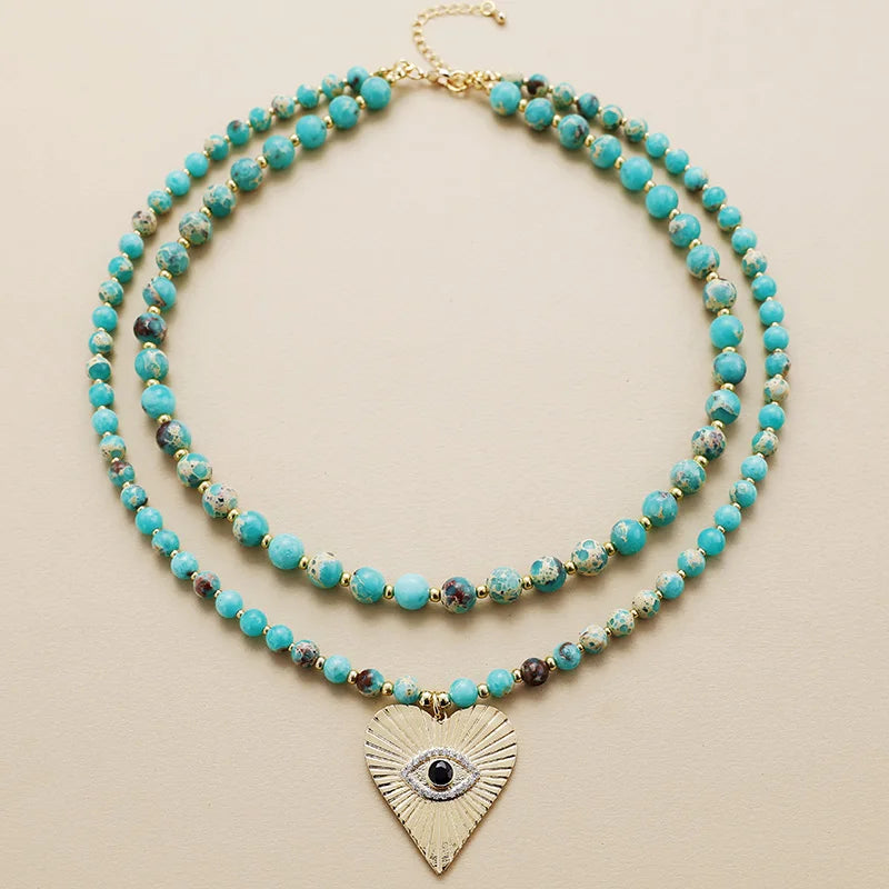 Natural Stones Crystal Heart Teardrop Pendant Necklaces - Bohemia Gemstones