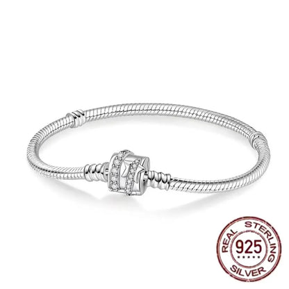 925 fine heart-shaped snake bone bracelet for women