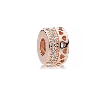 Hot Sale Rose Gold Charm Beads Fit Original 925 Silver Bracelet Women Jewelry