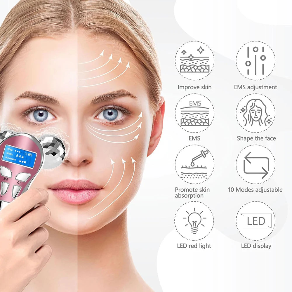 Face Microcurrent Vibration Facial V Lifting Massage Devices 4D