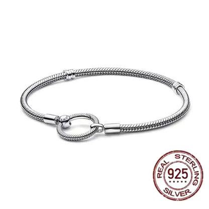925 fine heart-shaped snake bone bracelet for women