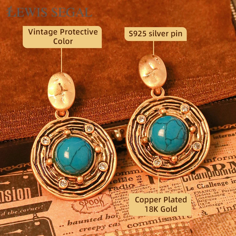 Vintage Turquoise Earrings925 Sterling Silver Plated