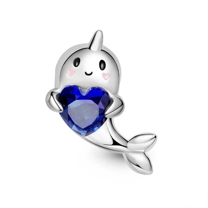 Blue Marine Organism Series Charm  Jewelry Fit Original 925 Sterling Silver