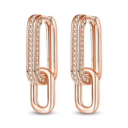 925 Sterling Silver Geometric Rose Gold Series Drop Earrings for Woman
